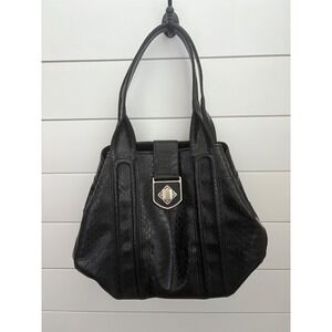 Vintage Worthington Black Snakeskin Embossed Satchel‎ Bag Designer Purse NEW